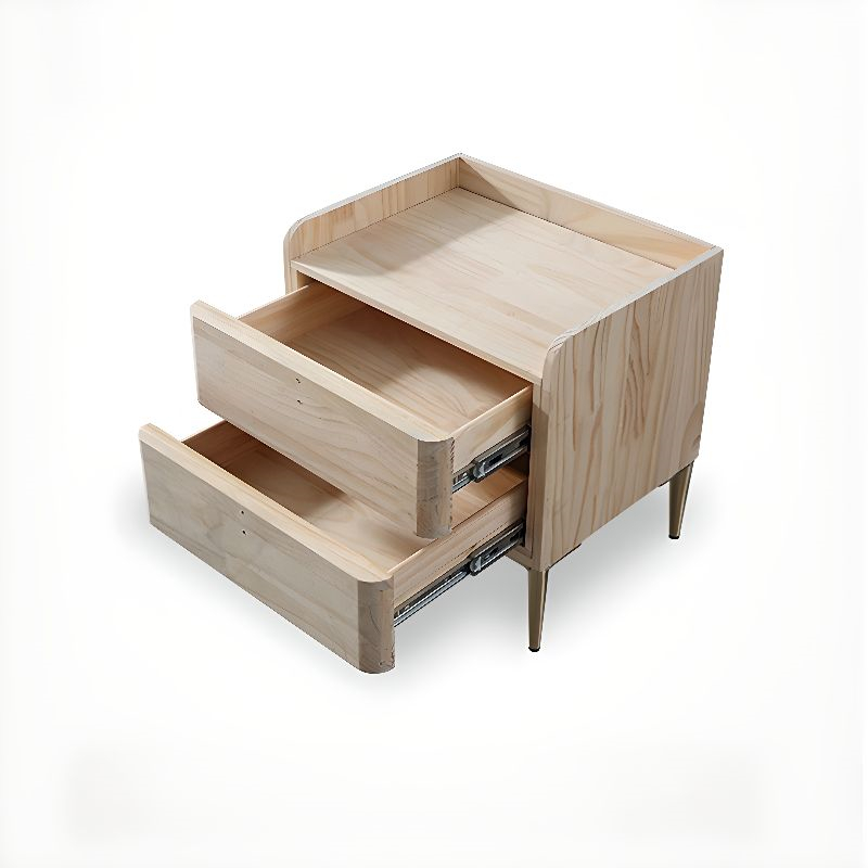 PU Leather 2-Drawer Nightstand with Gold Metal Legs | Factory Direct