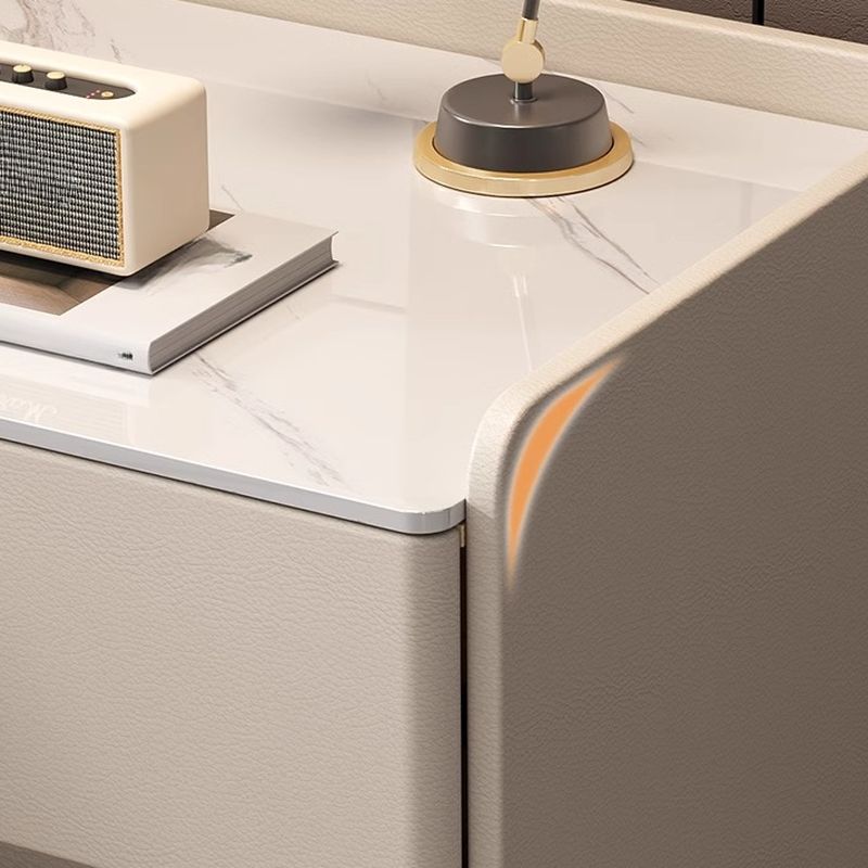 Gold Leg Nightstand with Sintered Stone Top | Luxury Bedside Table