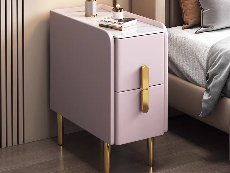 Modern Bedside Table with LED Light and Charging Station