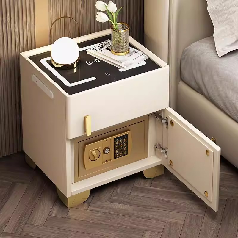 Solid Wood Nightstand with Drawer | Storage Bedside Table with USB