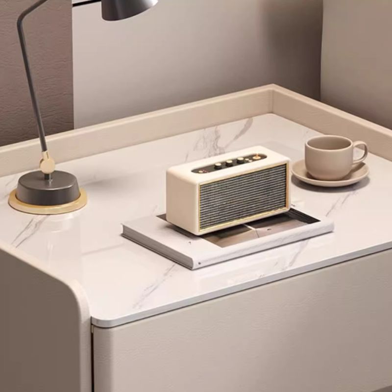 Gold Leg Nightstand with Sintered Stone Top | Luxury Bedside Table