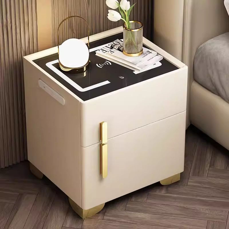 Solid Wood Nightstand with Drawer | Storage Bedside Table with USB
