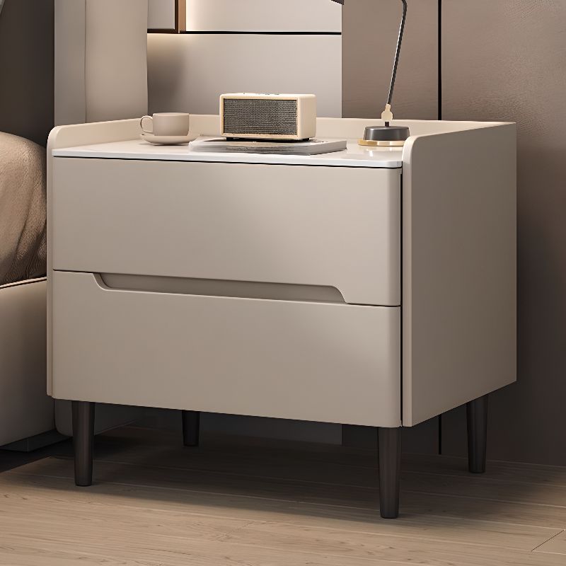 Gold Leg Nightstand with Sintered Stone Top | Luxury Bedside Table