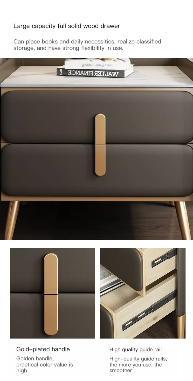 Hotel Nightstand with Gold Legs | Commercial Bedside Table Supplier