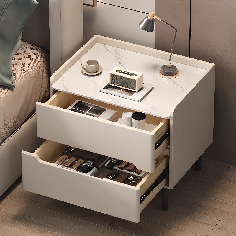 Gold Leg Nightstand with Sintered Stone Top | Luxury Bedside Table