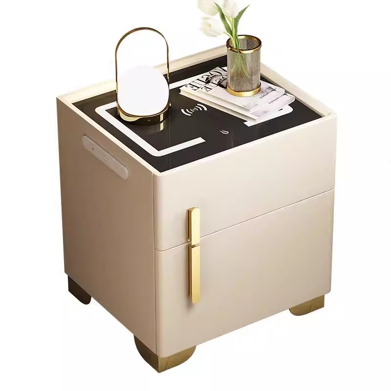 Solid Wood Nightstand with Drawer | Storage Bedside Table with USB